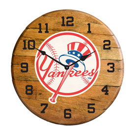 New York Yankees Oak Barrel Clock, 630-2001