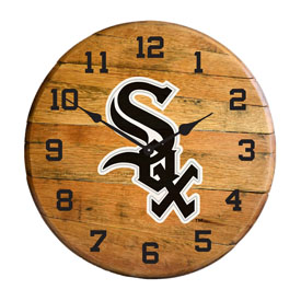 Chicago White Sox Oak Barrel Clock, 630-2006