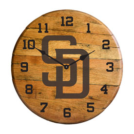 San Diego Padres Oak Barrel Clock, 630-2011