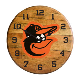 Baltimore Orioles Oak Barrel Clock, 630-2014