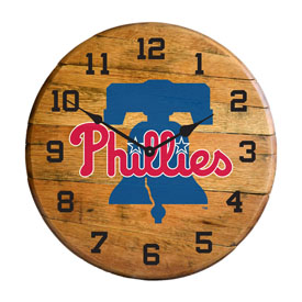 Philadelphia Phillies Oak Barrel Clock, 630-2029