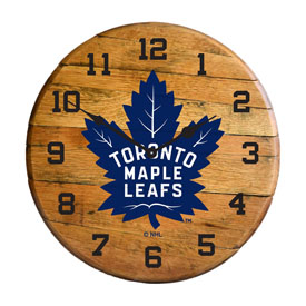 Toronto Maple Leafs Oak Barrel Clock, 630-4010
