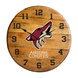Arizona Coyotes Oak Barrel Clock, 630-4014