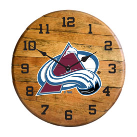 Colorado Avalanche Oak Barrel Clock, 630-4018