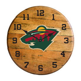 Minnesota Wild Oak Barrel Clock, 630-4023