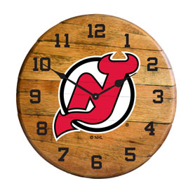 New Jersey Devils Oak Barrel Clock, 630-4025
