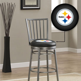 Pittsburgh Steelers Gray Swivel Barstool with Back, 667-1004