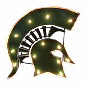 Michigan State-Spartan Head Logo Lighted Recycled Metal Sign, 545-3116
