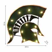 Michigan State-Spartan Head Logo Lighted Recycled Metal Sign, 545-3116