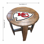 Kansas City Chiefs Oak Barrel Table, 629-1006