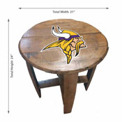Minnesota Vikings Oak Barrel Table, 629-1007