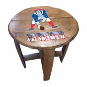 Vintage New England Patriots Oak Barrel Table, 629-1011-VIN