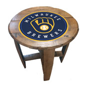 Milwaukee Brewers Oak Barrel Table, 629-2027