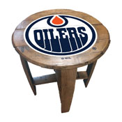 Edmonton Oilers Oak Barrel Table, 629-4013