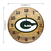 Green Bay Packers Oak Barrel Clock, 630-1001