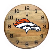 Denver Broncos Oak Barrel Clock, 630-1003