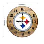 Pittsburgh Steelers Oak Barrel Clock, 630-1004