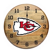 Kansas City Chiefs Oak Barrel Clock, 630-1006