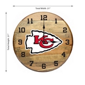 Kansas City Chiefs Oak Barrel Clock, 630-1006