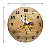 Minnesota Vikings Oak Barrel Clock, 630-1007