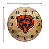 Chicago Bears Oak Barrel Clock, 630-1019