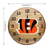 Cincinnati Bengals Oak Barrel Clock, 630-1023