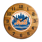 New York Mets Oak Barrel Clock, 630-2002