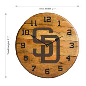 San Diego Padres Oak Barrel Clock, 630-2011