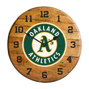 Oakland Athletics Oak Barrel Clock, 630-2018