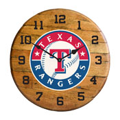 Texas Rangers Oak Barrel Clock, 630-2020
