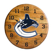 Vancouver Canucks Oak Barrel Clock, 630-4008