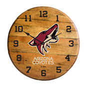 Arizona Coyotes Oak Barrel Clock, 630-4014