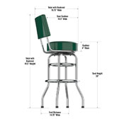 New York Jets  Chrome Barstool w/Back, 681-1038