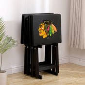 Chicago Blackhawks Tv Trays W/Stand, 86-4002
