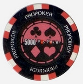 Pro Poker Clay Poker Chips 13.5g Sold By the Roll - $5000, AGS-PP5000