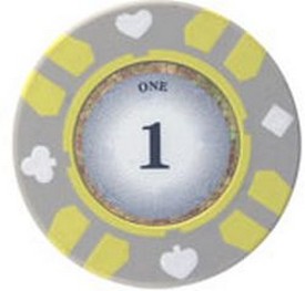Stripe Suited V2 Clay Poker Chip $1 13.5g Sold by the Roll, V213.5-1