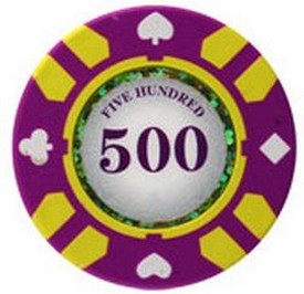 Stripe Suited V2 Clay Poker Chip $500 13.5g Sold by the Roll, V213.5-500