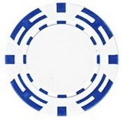 Z Striped Poker Chip 14g White SOLD BY THE ROLL, zsv2-whi