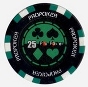 Pro Poker Clay Poker Chips 13.5g Sold By the Roll - $25, AGS-PP25