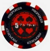 Pro Poker Clay Poker Chips 13.5g Sold By the Roll - $5, AGS-PP5