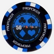 Pro Poker Clay Poker Chips 13.5g Sold By the Roll - $50, AGS-PP50