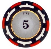 Z-Pro Poker Series Poker Chip $5 13.5g Sold by the Roll, ZPro13.5-5