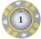 Stripe Suited V2 Clay Poker Chip $1 13.5g Sold by the Roll, V213.5-1