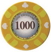 Stripe Suited V2 Clay Poker Chip $1000 13.5g Sold by the Roll, V213.5-1000