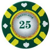 Stripe Suited V2 Clay Poker Chip $25 13.5g Sold by the Roll, V213.5-25