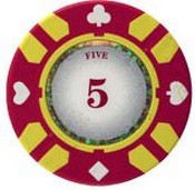Stripe Suited V2 Clay Poker Chip $5 13.5g Sold by the Roll, V213.5-5
