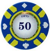 Stripe Suited V2 Clay Poker Chip $50 13.5g Sold by the Roll, V213.5-50