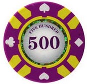 Stripe Suited V2 Clay Poker Chip $500 13.5g Sold by the Roll, V213.5-500