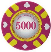 Stripe Suited V2 Clay Poker Chip $5000 13.5g Sold by the Roll, V213.5-5000