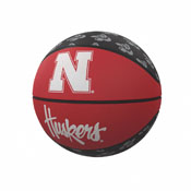 Nebraska Repeating Logo Mini-Size Rubber Basketball, 182-91MR-1